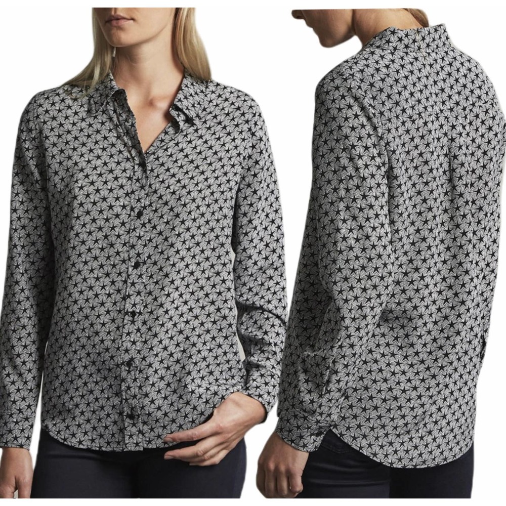 AG Adriano Goldschmied Sandra Shirt Starline Print 100% Silk Women's Size Small